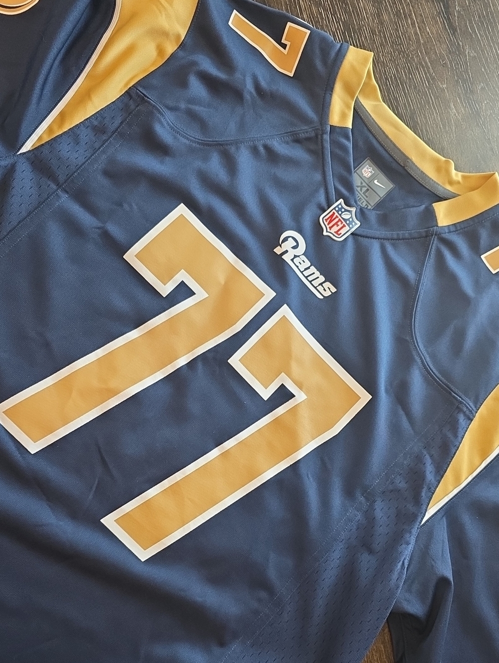 NFL Kids Navy and Gold Rams Football Jersey #77
